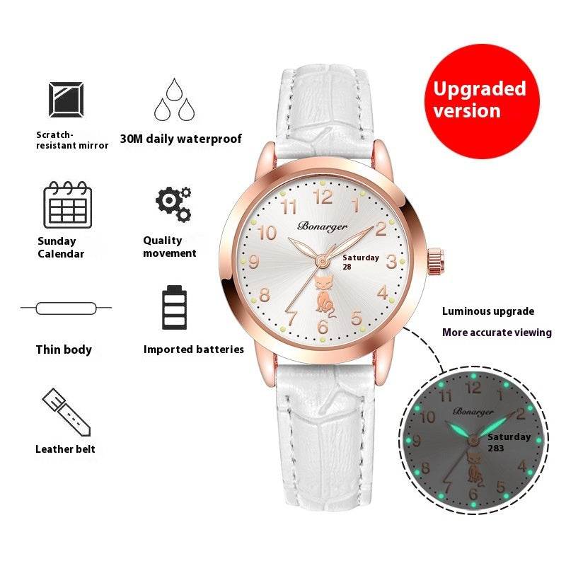 Buycenter Women's Luminous Quartz Watch - Stylish Waterproof Belt Options - Buy Center