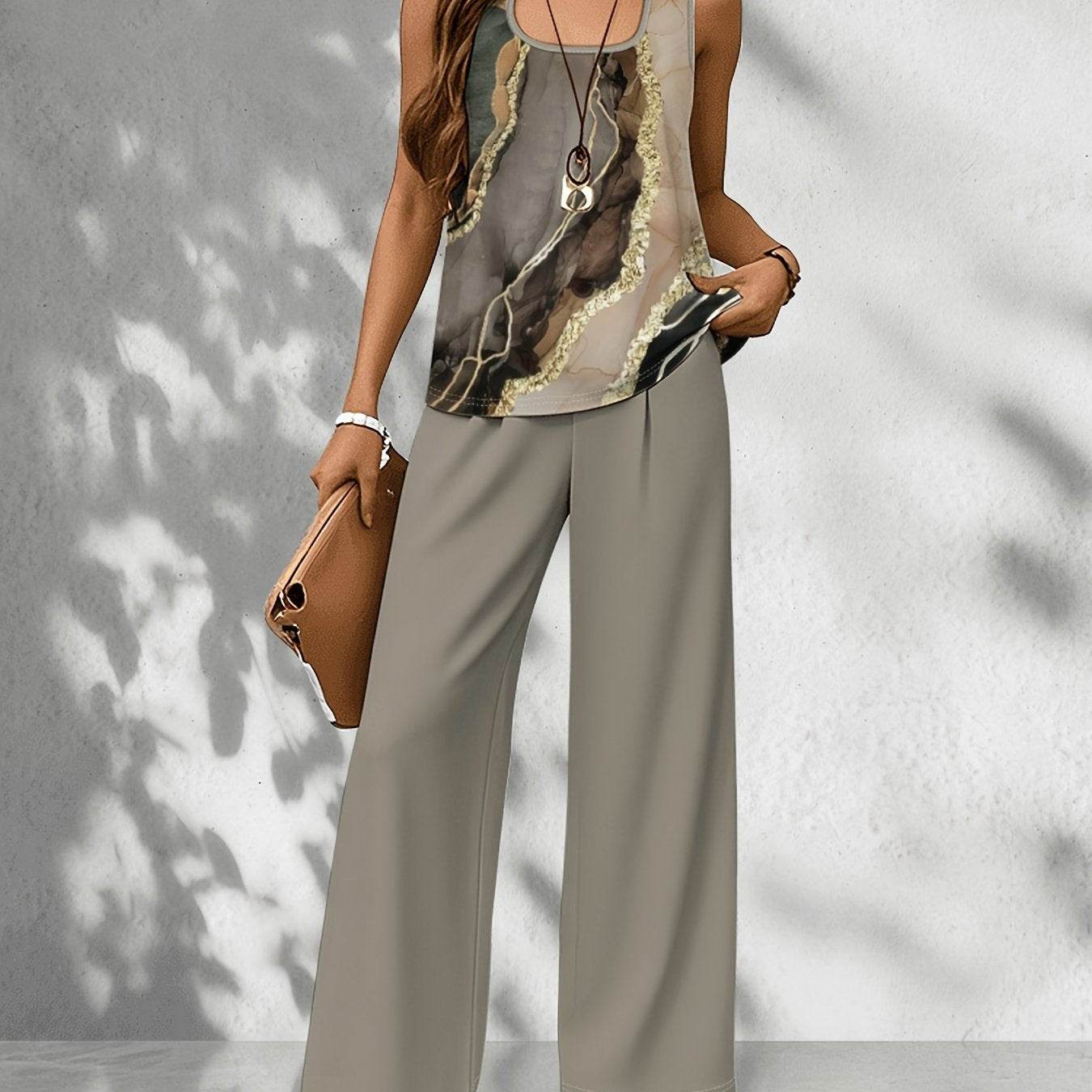 Women's Casual Floral Print Top & Wide-Leg Pants Set - Summer Ready - Buy Center