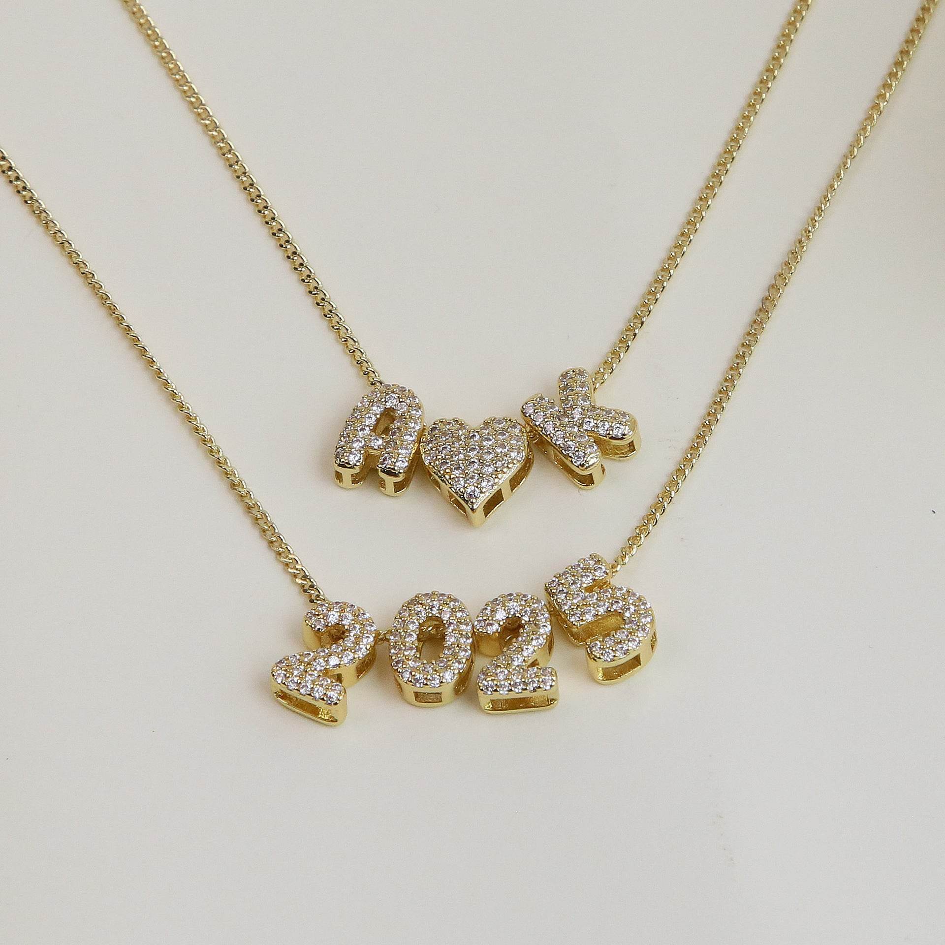 18K Zircon Brass Year Pendant Charm 2025 - DIY Jewelry Craft Accessory - Buy Center