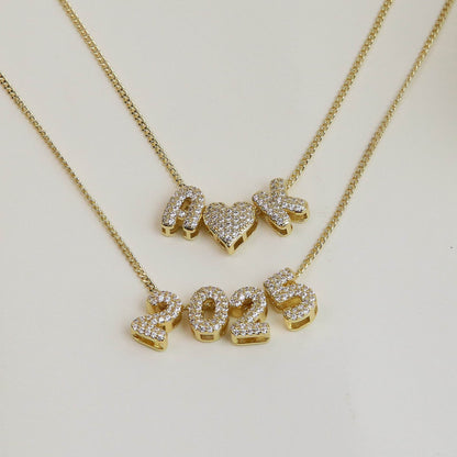 18K Zircon Brass Year Pendant Charm 2025 - DIY Jewelry Craft Accessory - Buy Center