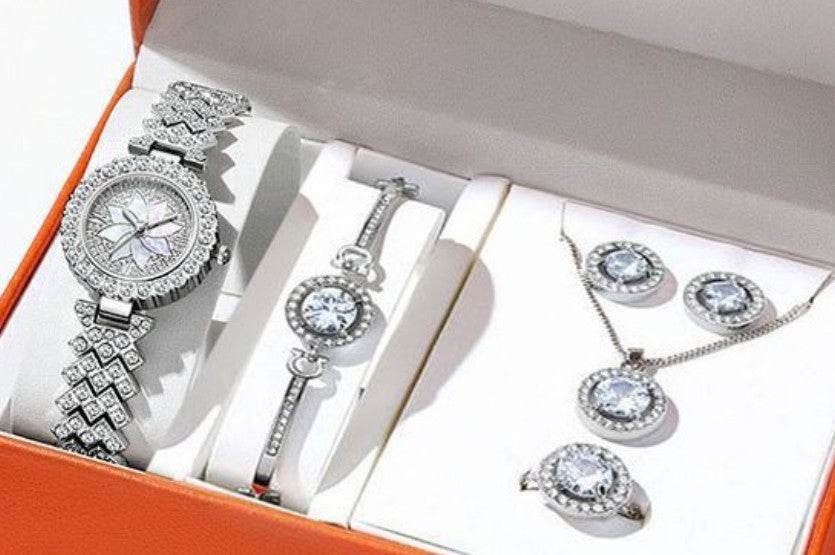 Buy Center Women's Waterproof Alloy Watch Set - Five-Piece Fashion Jewelry - Buy Center