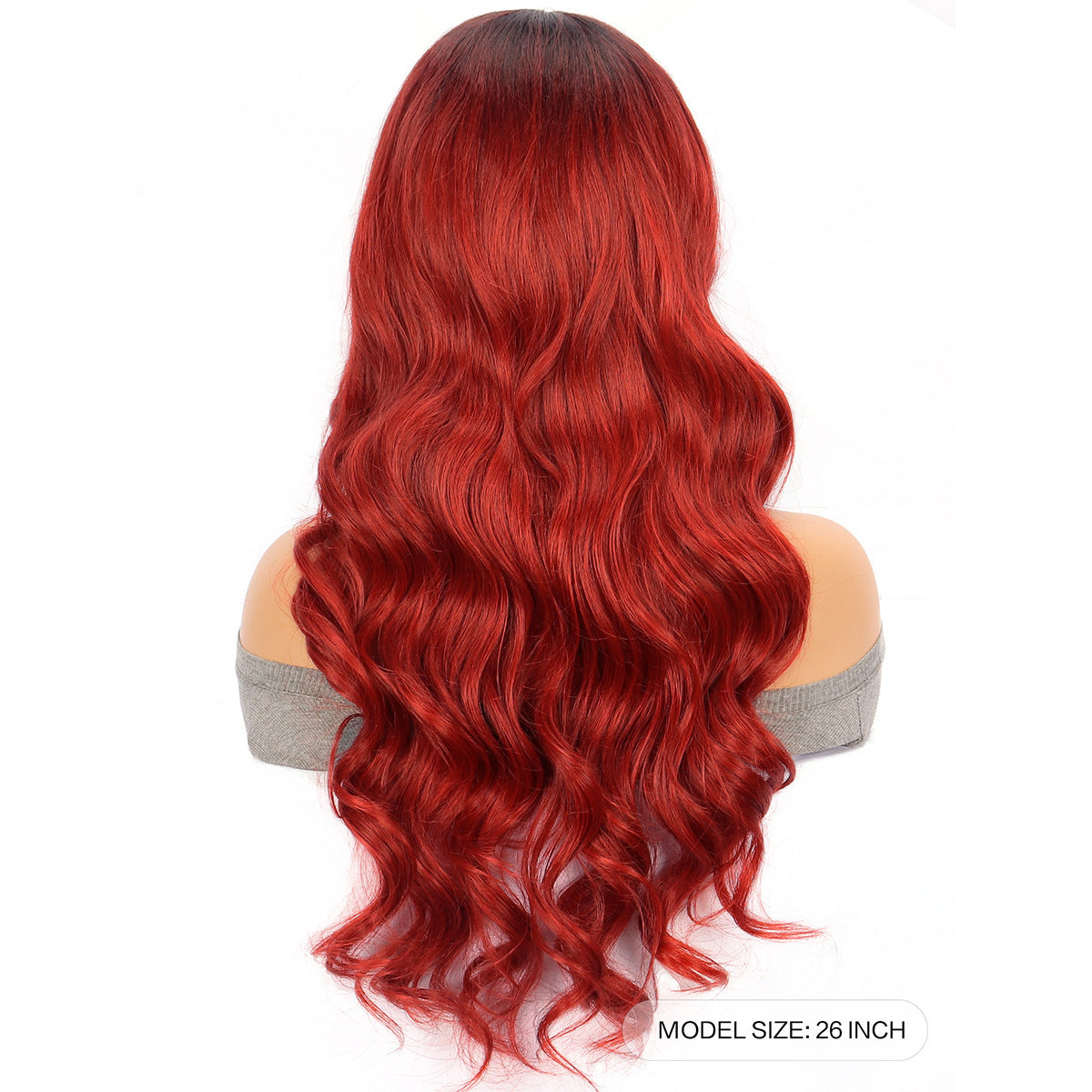 Red Large Wave Curly Wig - 26" Stylish Cosplay Hair with Bangs - Buy Center