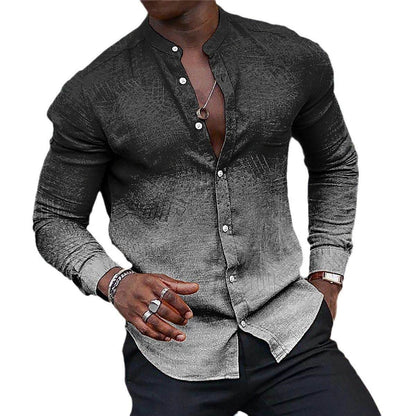 Gradient Men's Casual Long Sleeve Shirt - Slim Fit, Multiple Colors Available - Buy Center