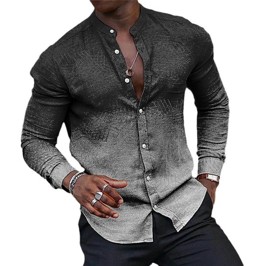 Gradient Men's Casual Long Sleeve Shirt - Slim Fit, Multiple Colors Available - Buy Center