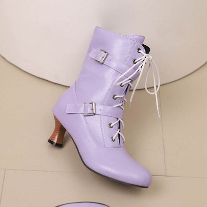Comfortable Mid Heel Women's Boots - Lace-Up, Plus Size Fashionable Style - Buy Center