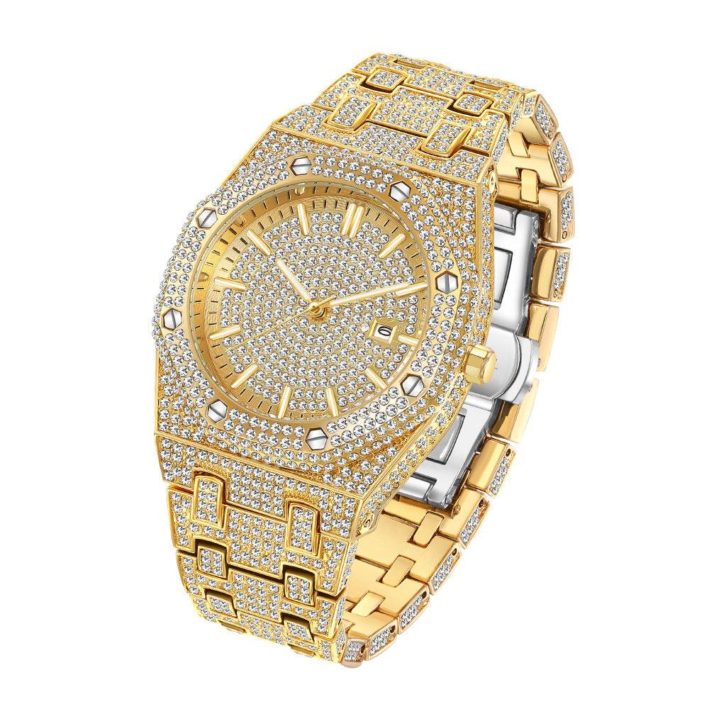 Men's Diamond Quartz Watch - Large Dial Fashion for Modern Style - Buy Center
