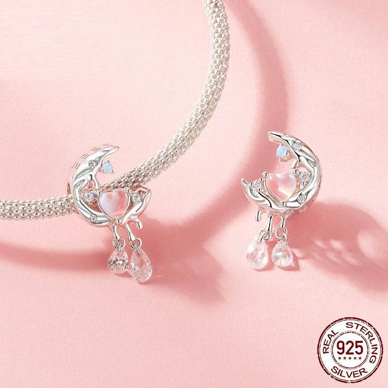Moonlight Beaded DIY Bracelet - 925 Silver Moon Pendant Accessory - Buy Center