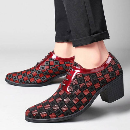 Buycenter Men's Thick Heel Pointy Toe Leather Shoes - Stylish & Comfortable - Buy Center