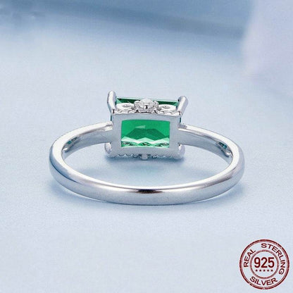 Buycenter S925 Sterling Silver Green Ring - White Gold Plated for Women - Buy Center