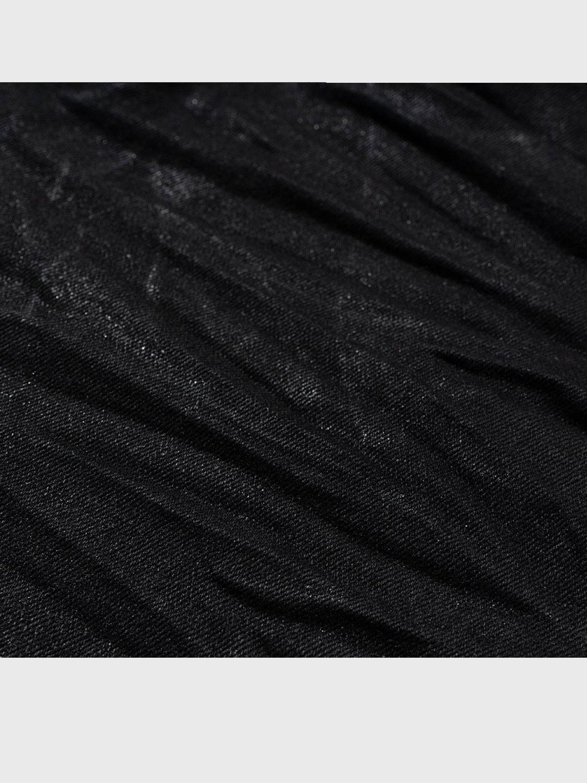 Vinyl Coated Wide Leg Trousers - Stylish Black Denim for Modern Men - Buy Center