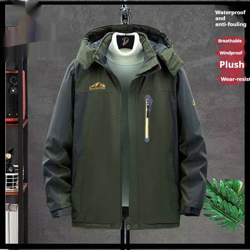 Men's Thick Velvet Waterproof Jacket - Windproof Outdoor Parka 2025 - Buy Center