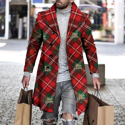 Stylish 3D Digital Printing Men's Woolen Trench Coat - Premium Fashion 2025 - Buy Center