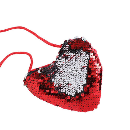 Heart-Shaped Sequined Purse Lanyard - Stylish Girls' Accessory for Gifts - Buy Center