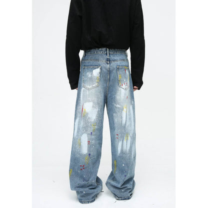 Niche Design Casual Graffiti Jeans - Loose Fit, Mid Waist for Comfort - Buy Center