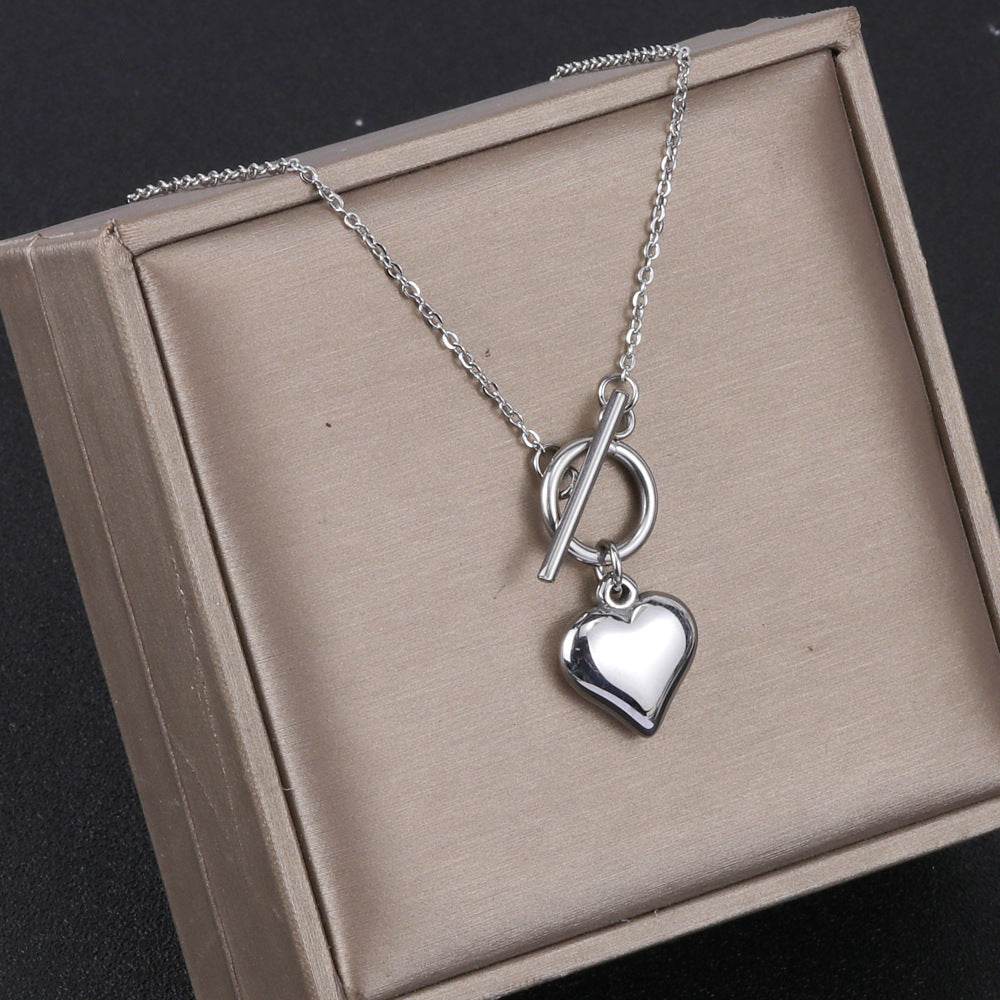 Buy Center Stainless Steel Heart Necklace - Unisex Cross Chain Pendant - Buy Center