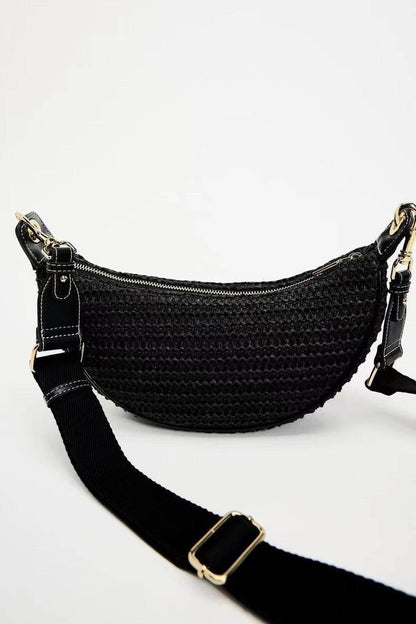 Buycenter Woven Dumpling Shoulder Bag - Casual Crossbody in Black & Brown - Buy Center