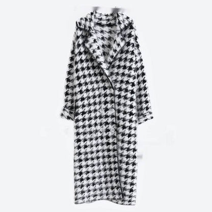 Buycenter Thick Mink Fur Coat for Women - Long Black and White Cardigan - Buy Center