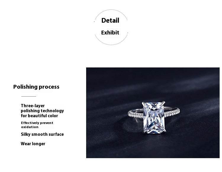 Buycenter S925 Sterling Silver Ring - Elegant Simulation Diamond Design - Buy Center
