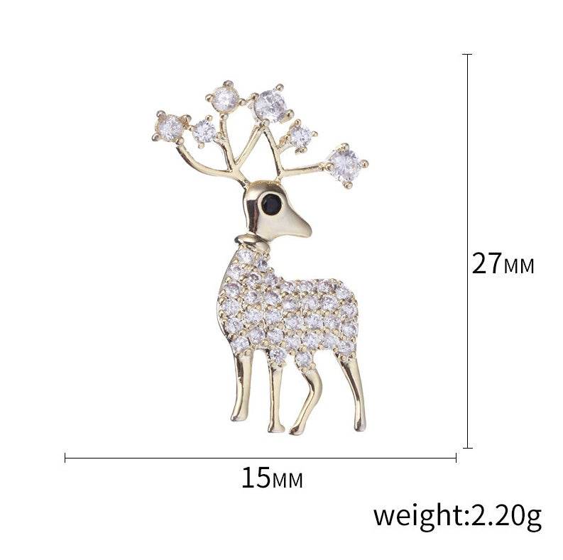 Buy Center Christmas Themed Deer Brooch - Elegant Alloy with Crystal Inlay - Buy Center