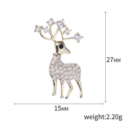 Buy Center Christmas Themed Deer Brooch - Elegant Alloy with Crystal Inlay - Buy Center