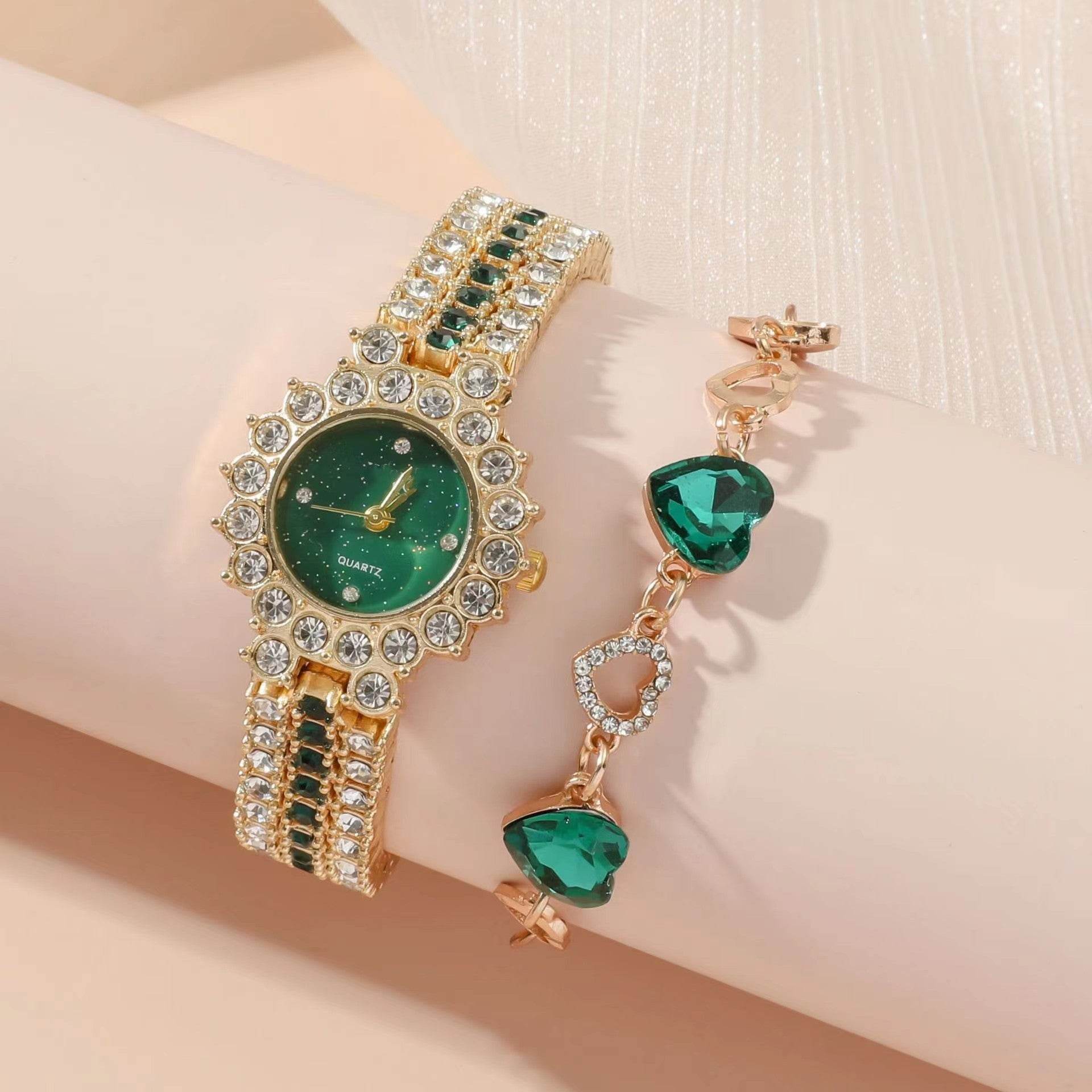 Popular Small Green Women's Watch Gift Set - 5-Piece Quartz Jewelry - Buy Center