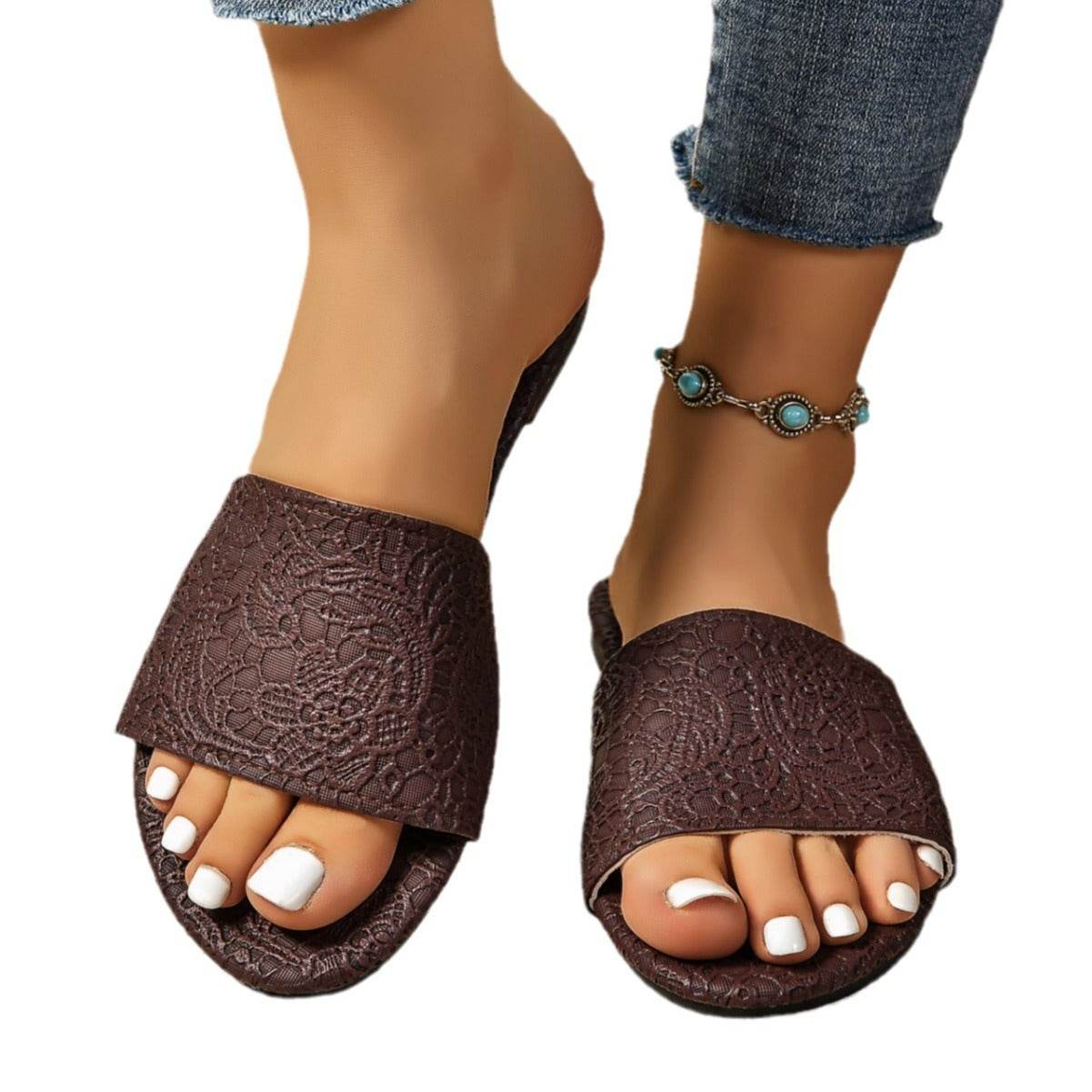 Buycenter Retro Flat Sandals for Women - Summer Non-slip Beach Slippers - Buy Center