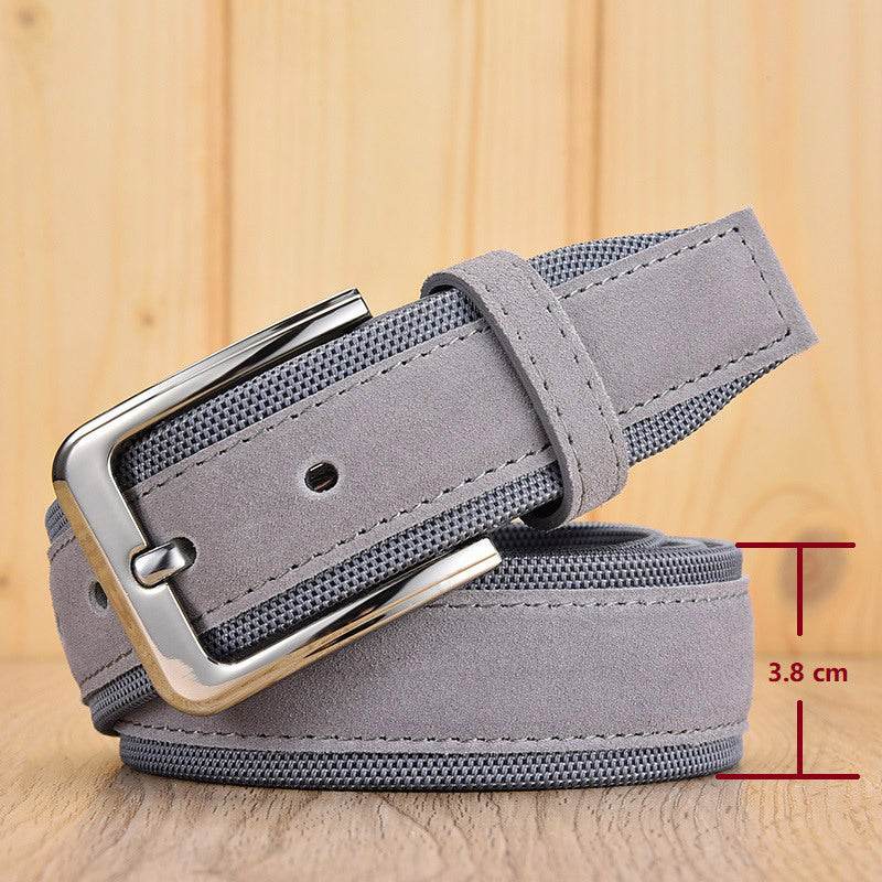 Creative Korean Suede Men's Belt - Genuine Leather & Stylish Alloy Buckle - Buy Center