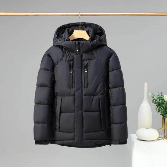 Color Block Down Jacket Coat - Detachable Hood, Winter Warmth & Style - Buy Center