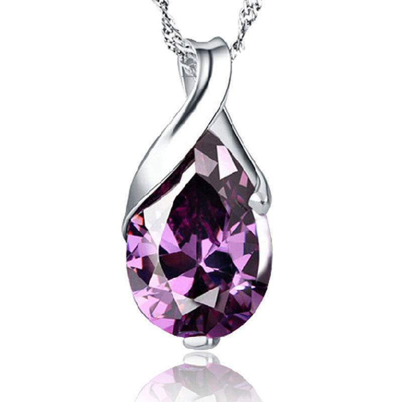 Buycenter Sweet Purple Crystal Necklace - Angel Tears Pendant for Women - Buy Center