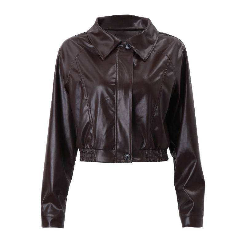 Elegant Retro PU Leather Jacket Coat - Casual Slim Fit for Women - Buy Center