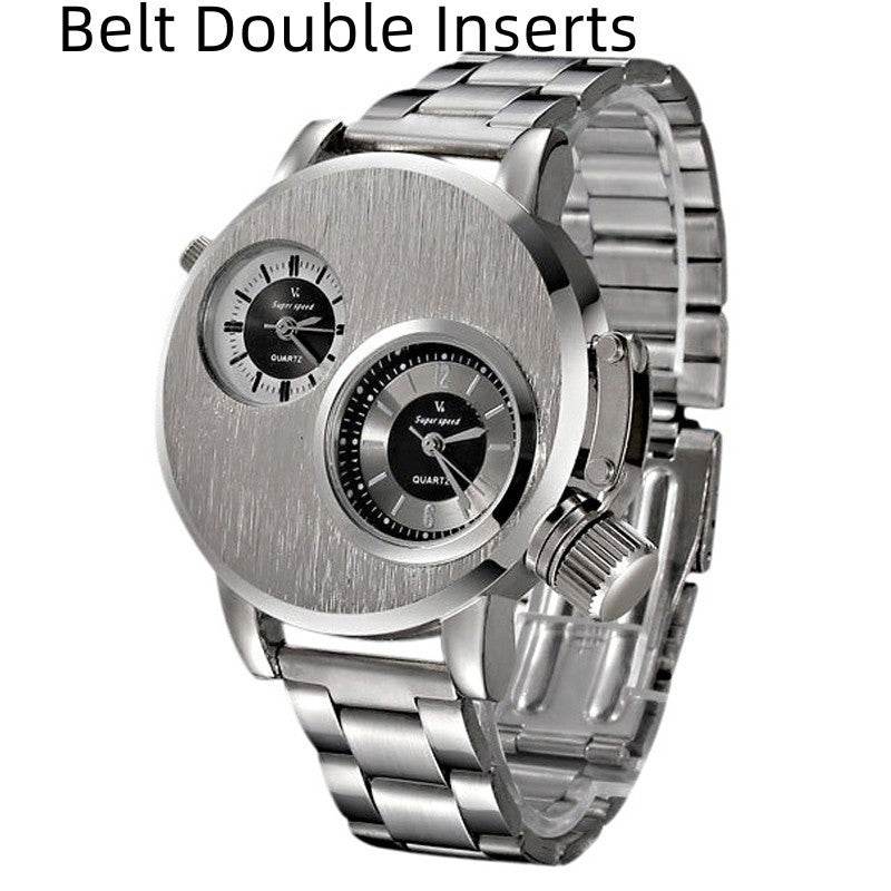 Buycenter Large Double-Movement Quartz Watch for Men - Stainless Steel - Buy Center