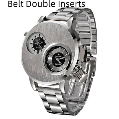 Buycenter Large Double-Movement Quartz Watch for Men - Stainless Steel - Buy Center