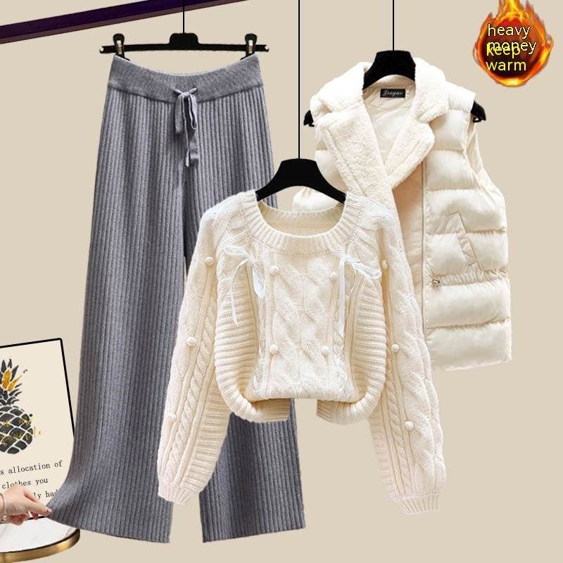 Women's Three-Piece Sweater Vest & Pants Suit - Cozy Urban Style 2025 - Buy Center