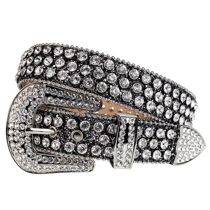 Women's Rhinestone Alloy Pin Buckle Belt - Trendy Rivet Design for Any Outfit - Buy Center
