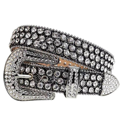 Women's Rhinestone Alloy Pin Buckle Belt - Trendy Rivet Design for Any Outfit - Buy Center