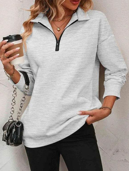 Buycenter Women's Fashion Pullover Sweatshirt - Long Sleeve Zipper Style - Buy Center