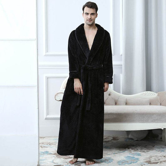 Thick Waist Velvet Men's Bathrobe - Stylish Long Flannel Cardigan 2025 - Buy Center