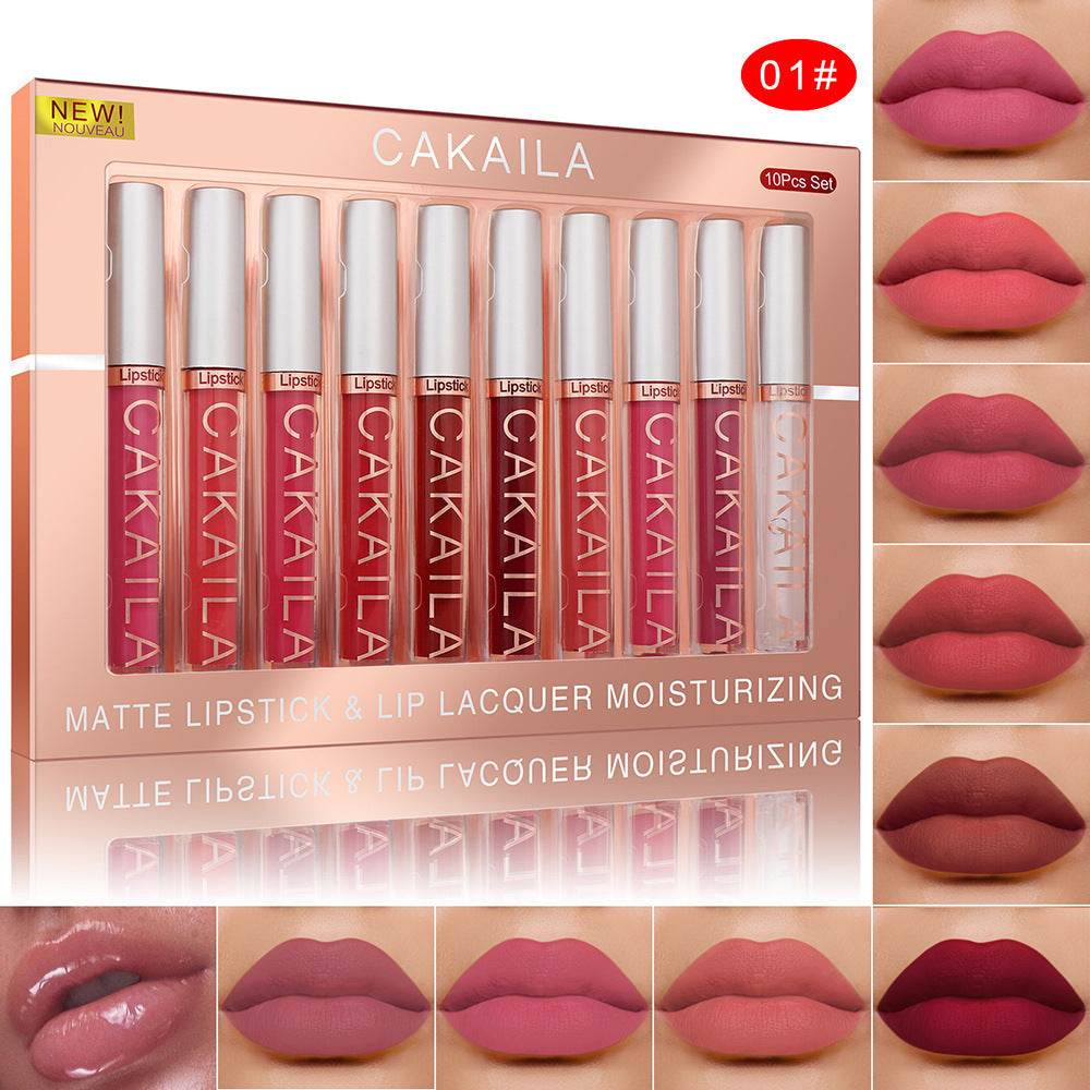 Pack of 10 Waterproof Matte Lip Gloss - Long-Lasting Color, Smooth Texture - Buy Center