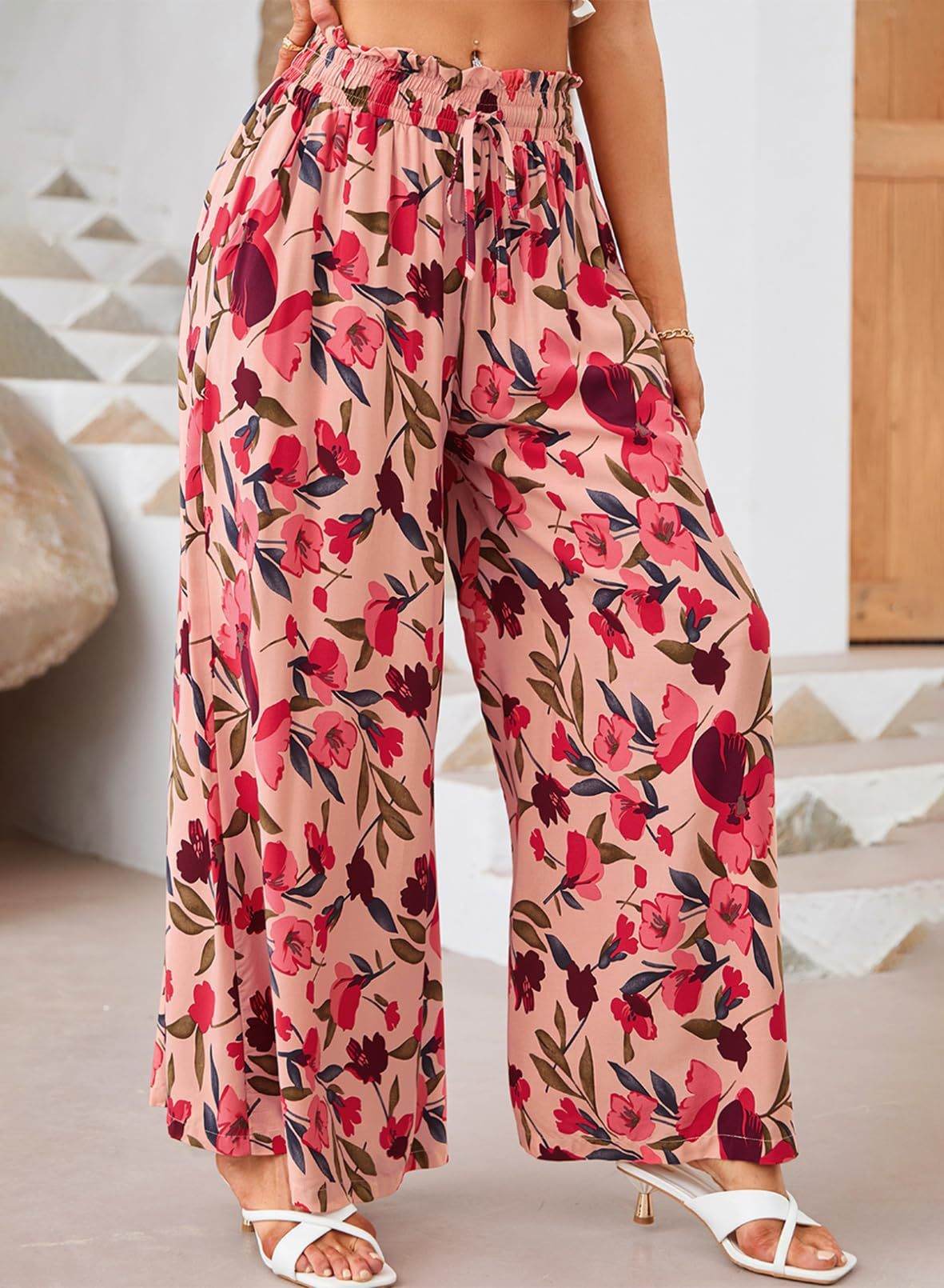 Stylish Printed Wide-leg Trousers - Comfortable Spandex Pants for All Sizes - Buy Center