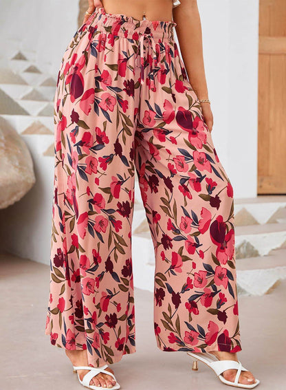 Stylish Printed Wide-leg Trousers - Comfortable Spandex Pants for All Sizes - Buy Center