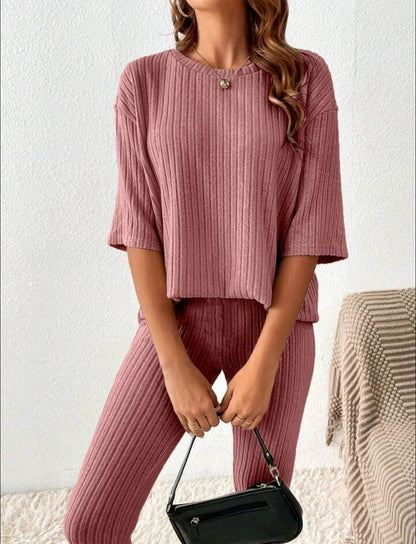 Buycenter Women's Loose Casual Trousers - Solid Color Homewear Set - Buy Center