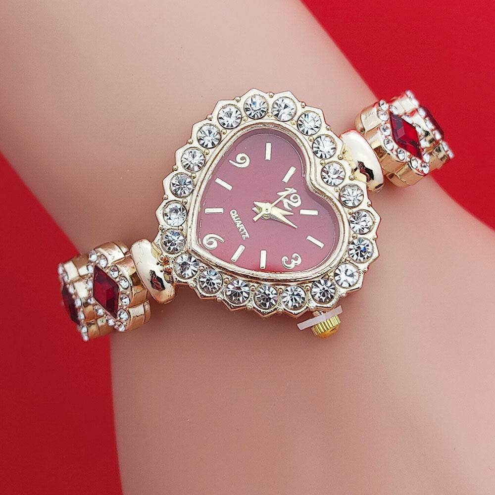 Fashion Love Shape Bracelet Watch Set - Diamond Heart Quartz Jewelry - Buy Center