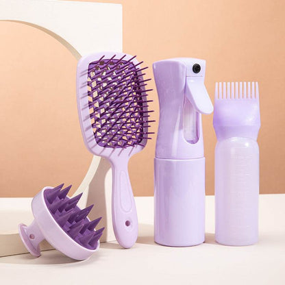 High Pressure Spray Bottle & Silicone Shampoo Brush Set - Hair Care Essentials - Buy Center