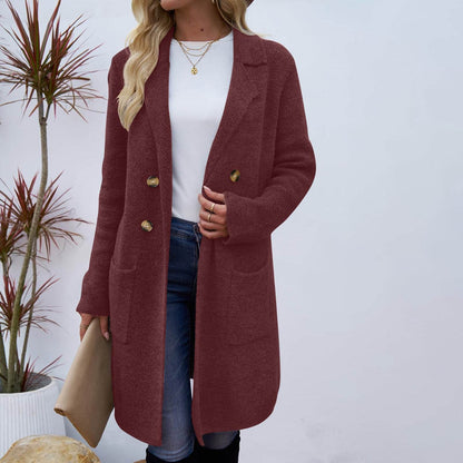Buycenter Women's Mid-Length Woolen Coat Jacket - All-Match Fashionable Style - Buy Center