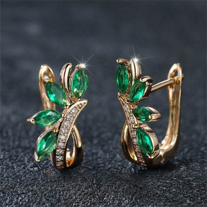 Elegant Water Drop Flower Earrings - Green Zircon Copper Jewelry - Buy Center