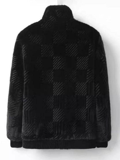 Haining Fur Men's Luxury Winter Blazer - Stylish Stand Collar & Zipper - Buy Center