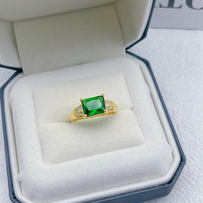 Buy Center 18K Gold Plated Emerald Ring for Women - Elegant Geometric Design - Buy Center