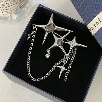 Buy Center Four Eight-Pointed Stars Zircon Chain Brooch for Women - Buy Center