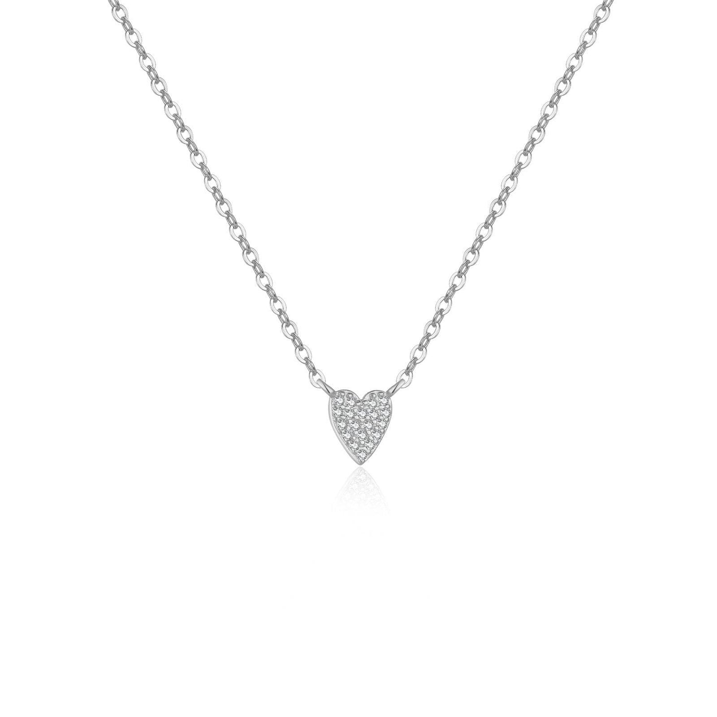 Buycenter S925 Diamond Heart Pendant Necklace - Sterling Silver Love Jewelry - Buy Center
