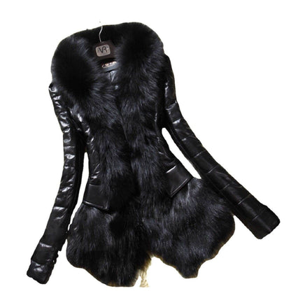 Buycenter Faux Fur Collar Leather Jacket - Stylish Black PU Coat for All Sizes - Buy Center